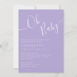 Invitación Oh Baby Lavender Purple Gender Neutral Baby Shower