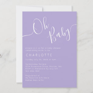 Invitación Oh Baby Lavender Purple Gender Neutral Baby Shower