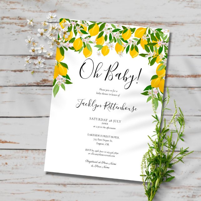 Invitación Oh Baby Lemon Blossom Greenery Baby Shower (Subido por el creador)