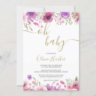 Invitación Oh Baby Meadow Flores Baby Niña Shower / Sprinkle