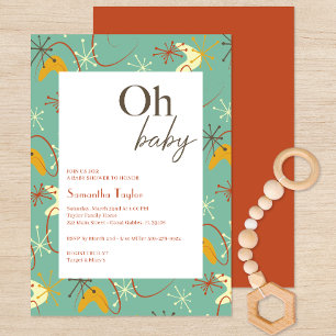 Invitación Oh Baby Mid Century Baby Shower moderno