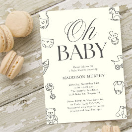 Invitación Oh Baby Minimal Gender Neutral Baby Shower