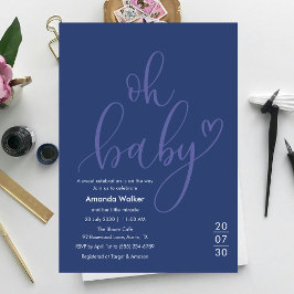 Invitación Oh Baby! Minimal Typography Blue Baby Shower 