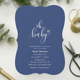 Invitación Oh Baby! Minimal Typography Blue Baby Shower