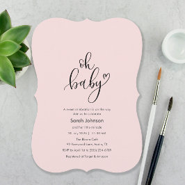 Invitación Oh Baby! Minimal Typography Pink Baby Shower