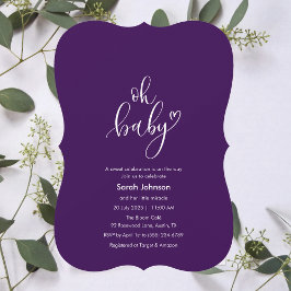 Invitación Oh Baby! Minimal Typography Purple Baby Shower