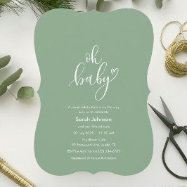 Invitación Oh Baby! Minimal Typography Sage Green Baby Shower