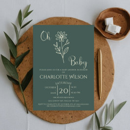 Invitación Oh Baby Minimalist Wildflower Baby Shower