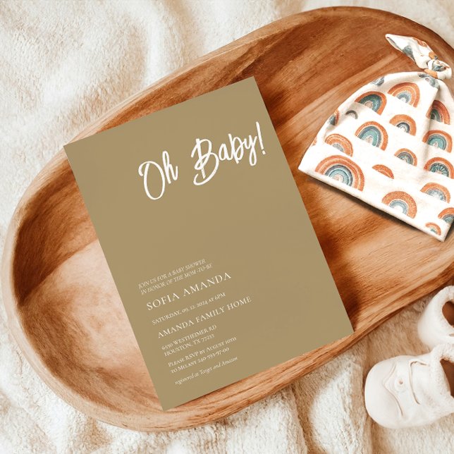 Invitación Oh Baby Minimalista Brown Light Baby Shower (Subido por el creador)