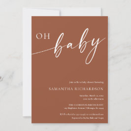 Invitación OH baby Minimalista terra cotta neutral de género