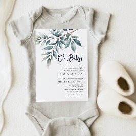 Invitación Oh Baby Minimalista Watercolor Winter Baby Shower