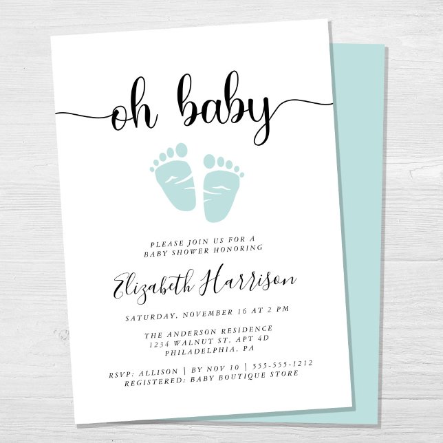 Invitación Oh Baby Mint Green Baby Shower (Subido por el creador)
