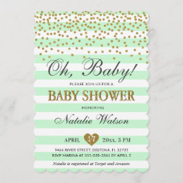 Invitación Oh Baby Mint Green Gold Baby Shower Neutral de gén