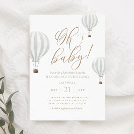 Invitación Oh Baby Mint Green Hot Air Balloon Baby Shower