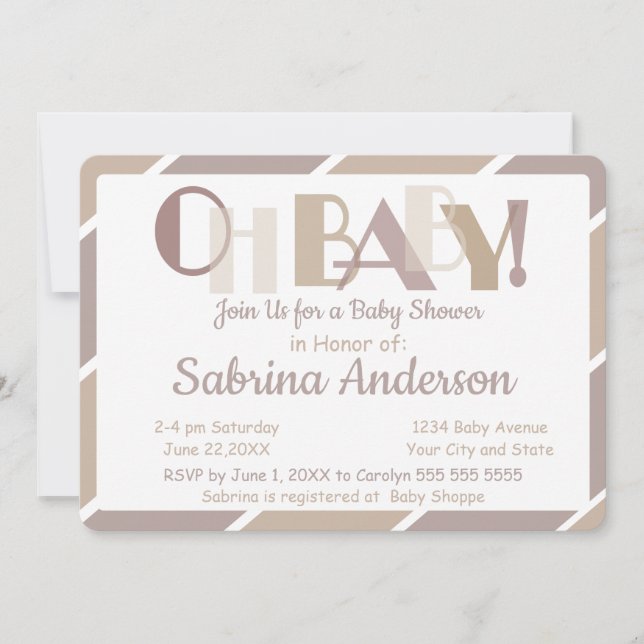 Invitación Oh Baby Mocha Modern Whimsical Baby Shower (Anverso)