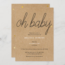 Invitación Oh Baby Moda Script Baby Shower / Sprinkle Rustic