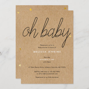 Invitación Oh Baby Moda Script Baby Shower / Sprinkle Rustic