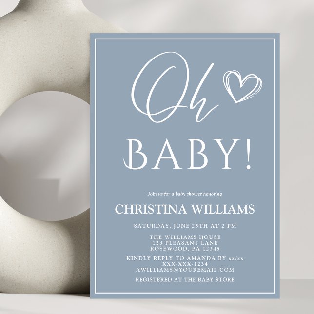 Invitación Oh Baby Modern Blue Baby Shower (Subido por el creador)