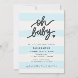 Invitación Oh Baby Modern Blue Stripes Boy Baby Shower