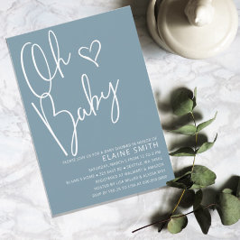Invitación Oh Baby Modern Cute Blue Boy Baby Shower