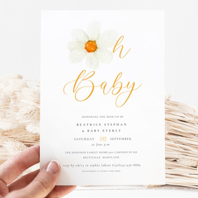 Invitación Oh Baby Modern Daisy Gender Neutral Baby Shower (Subido por el creador)