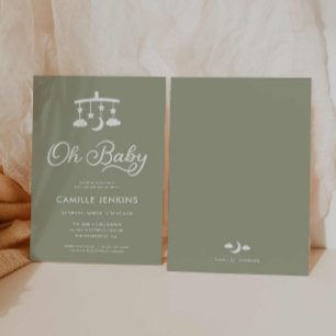 Invitación Oh Baby Modern Sage Green Invitation