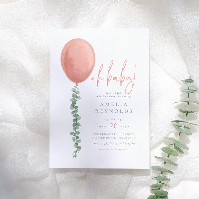Invitación Oh Baby Moderno Globo de Eucalipto Shower para Niñ (Subido por el creador)