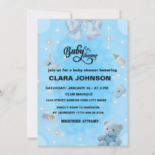 Invitación Oh Baby Moderno Simple Azafrán Azul Niño Fiesta de