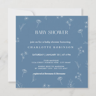Invitación Oh Baby Moderno Simple Dusty Blue Boy Baby Shower