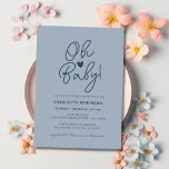 Invitación Oh Baby Moderno Simple Dusty Blue Boy Baby Shower<br><div class="desc">¿Estás buscando un hermoso tema de la ducha para una futura mamita? Echa un vistazo a esta invitación de Baby Shower de Oh Baby Modern Simple Dusty Blue Boy. Presenta un texto estilo script en un fondo azul polvoriento minimalista y moderno. Puede agregar sus propios detalles muy fácilmente utilizando los...</div>