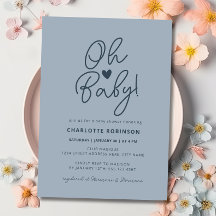 Oh Baby Moderno Simple Dusty Blue Boy Baby Shower
