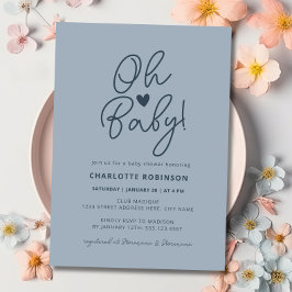 Invitación Oh Baby Moderno Simple Fiesta de Baby Shower Niño 