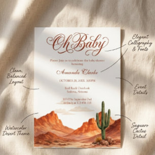 Invitación Oh Baby Montañas del Desierto Suroeste Baby Shower