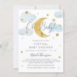 Invitación Oh Baby Moon & Stars theme Virtual Baby Shower