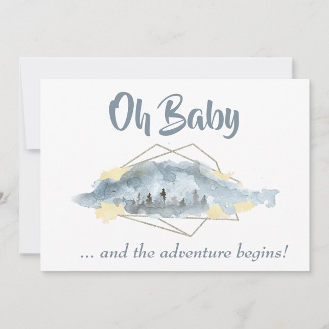 Invitación *~* OH BABY Mountain Landscape Watercolor (Anverso)