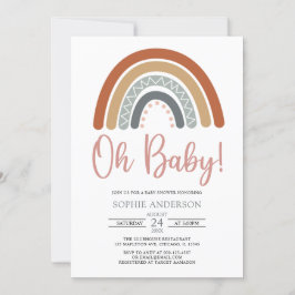 Invitación Oh Baby Muted Tones Boho Rainbow Baby Shower