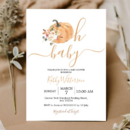 Invitación Oh Baby Naranja Pumpkin Floral Baby Shower