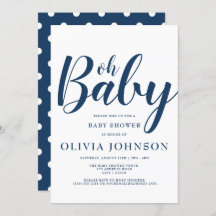 Oh Baby - Navy Blue Polka Dot Baby Shower