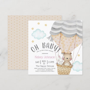 Invitación Oh Baby Neutral Woodland Teddy Bear Baby Shower