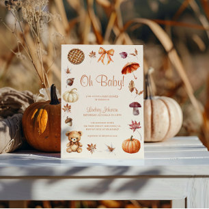 Invitación Oh Baby Otoño Fiesta de Bebé de Terracota