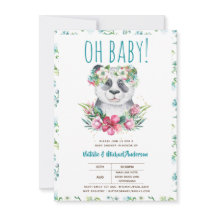 Oh Baby Panda Bear Watercolor Floral Boho Shower