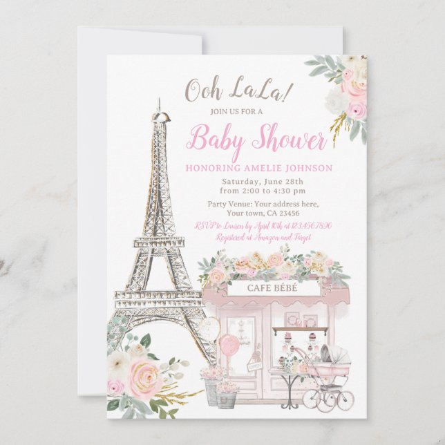 Invitación Oh Baby Paris Baby Shower Brunch (Anverso)