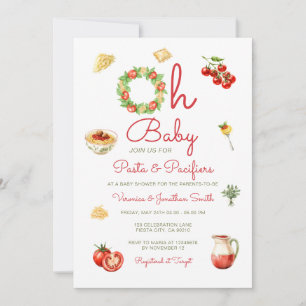 Invitación Oh Baby Pasta & Pacifiers Baby Shower Comida Itali