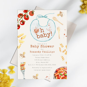 Invitación Oh Baby Pasta y Pacificadores Boy Baby Shower