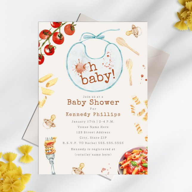Invitación Oh Baby Pasta y Pacificadores Boy Baby Shower (Subido por el creador)