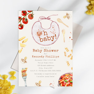 Invitación Oh Baby Pasta y Pacificadores Chica Baby Shower