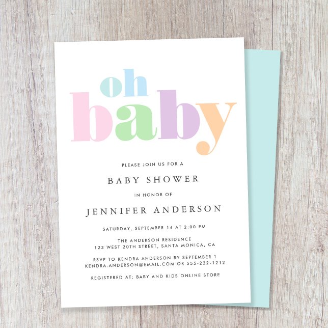 Invitación Oh Baby Pastel Minimal Moderno Baby Shower (Subido por el creador)