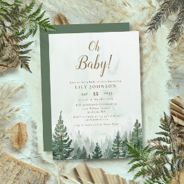 Invitación Oh Baby Pine Tree Forest Baby Shower