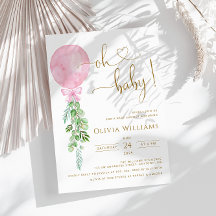 Oh Baby Pink Balloon Eucalyptus Baby Shower