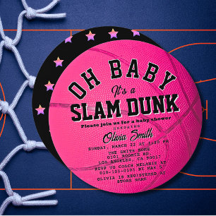 Invitación Oh Baby Pink Baloncesto Chica Círculo de Baby Show